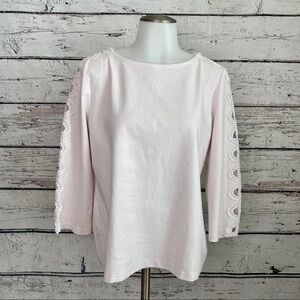 Talbots top with sleeve cut-outs & lace detail